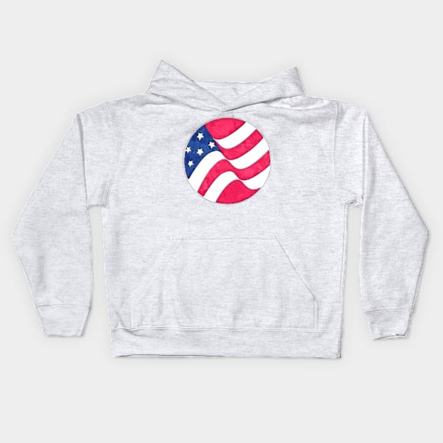 USA Flag Watercolor Kids Hoodie by anacarminda